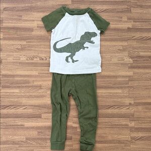 Toddler Dinosaur Pajama Set - Green and White size 2t